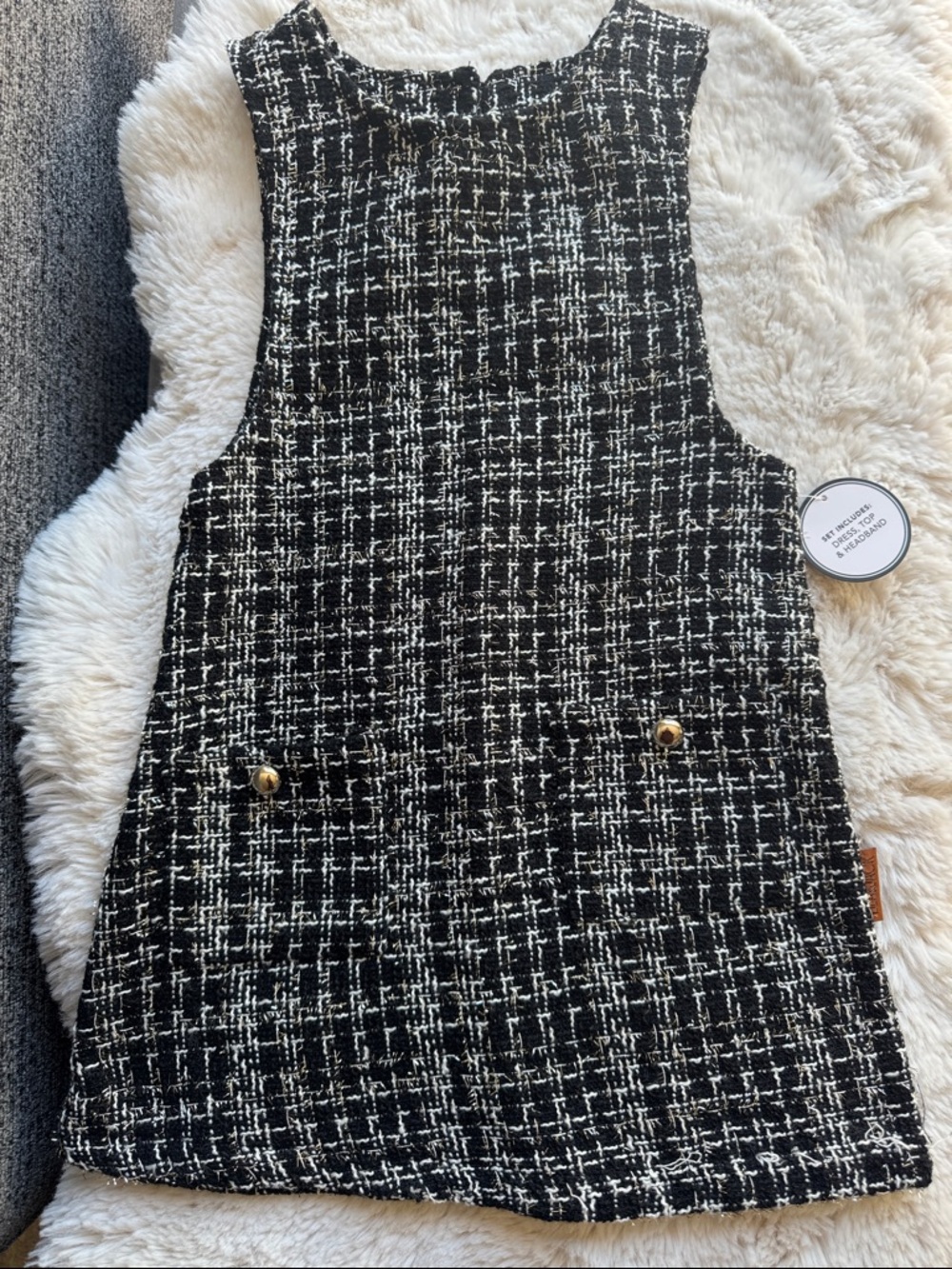 Lila &  Jack 4T Black & White Tweed Sleeveless Shift Dress